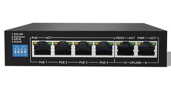 Switch AI106G 4*Gigabit PoE ports, 2*Gigabit RJ45 ports