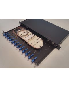 19'' ODF 12 порта, симплекс, 1U, 1 касети, 12 термофити