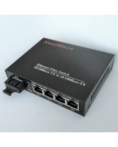 Медия конвертор 10/100MB 4xTX/1xFX, SM, 2 вл., 20km