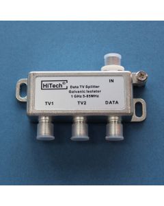 Сплитер 1x3 DATA/TV  с галваничен изолатор и HPF80MHz