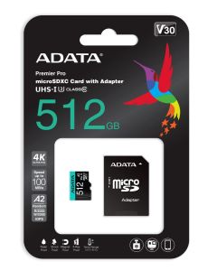 FLASH 512G SDXCM+A UHS-I U3 V30 ADATA